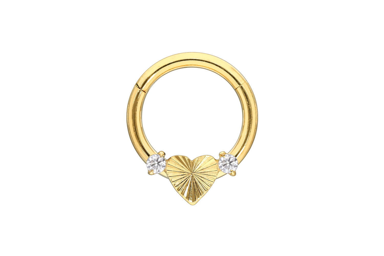 Titan Segmentring Clicker Piercing HERZ + 2 KRISTALLE
